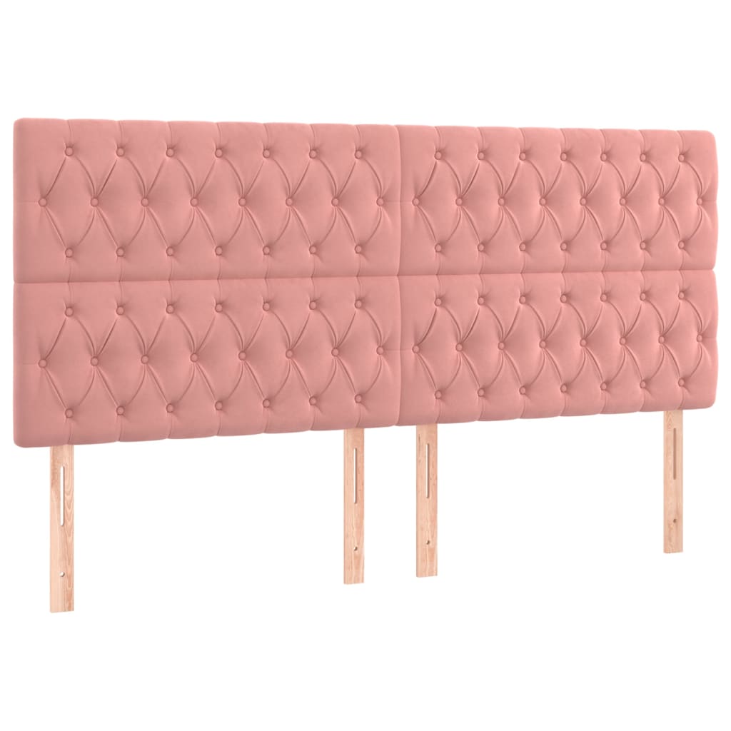 sengegavl med LED-lys 180x7x118/128 cm fløjl lyserød