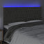 sengegavl med LED-lys 200x7x118/128 cm fløjl mørkegrå