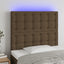 sengegavl med LED-lys 80x5x118/128 cm stof mørkebrun