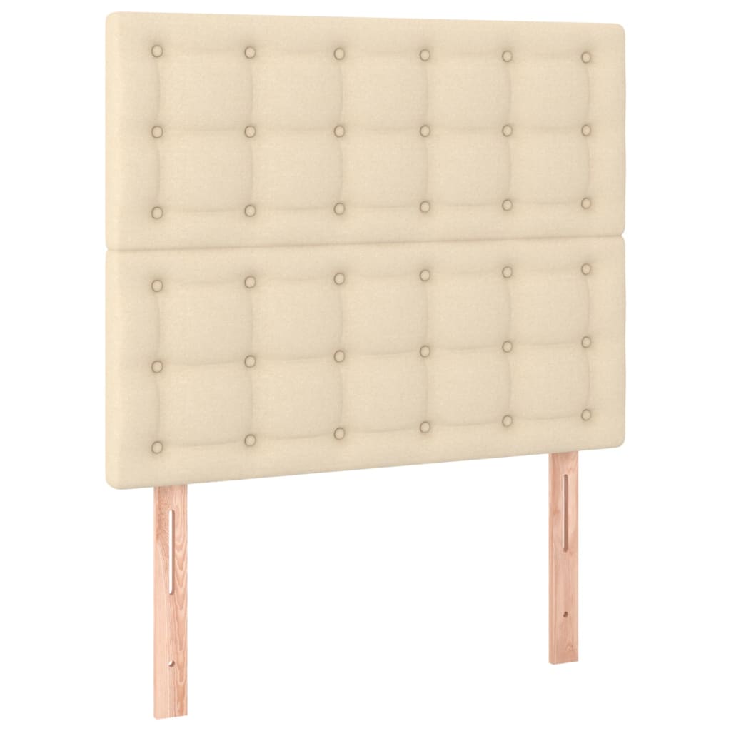 sengegavl med LED-lys 80x5x118/128 cm stof cremefarvet