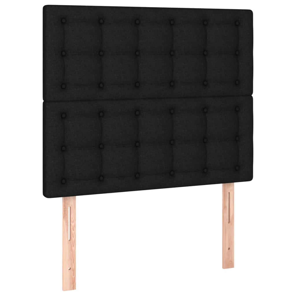 sengegavl med LED-lys 90x5x118/128 cm stof sort