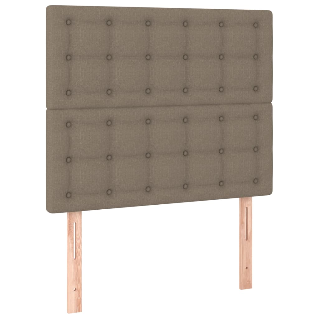 sengegavl med LED-lys 90x5x118/128 cm stof gråbrun