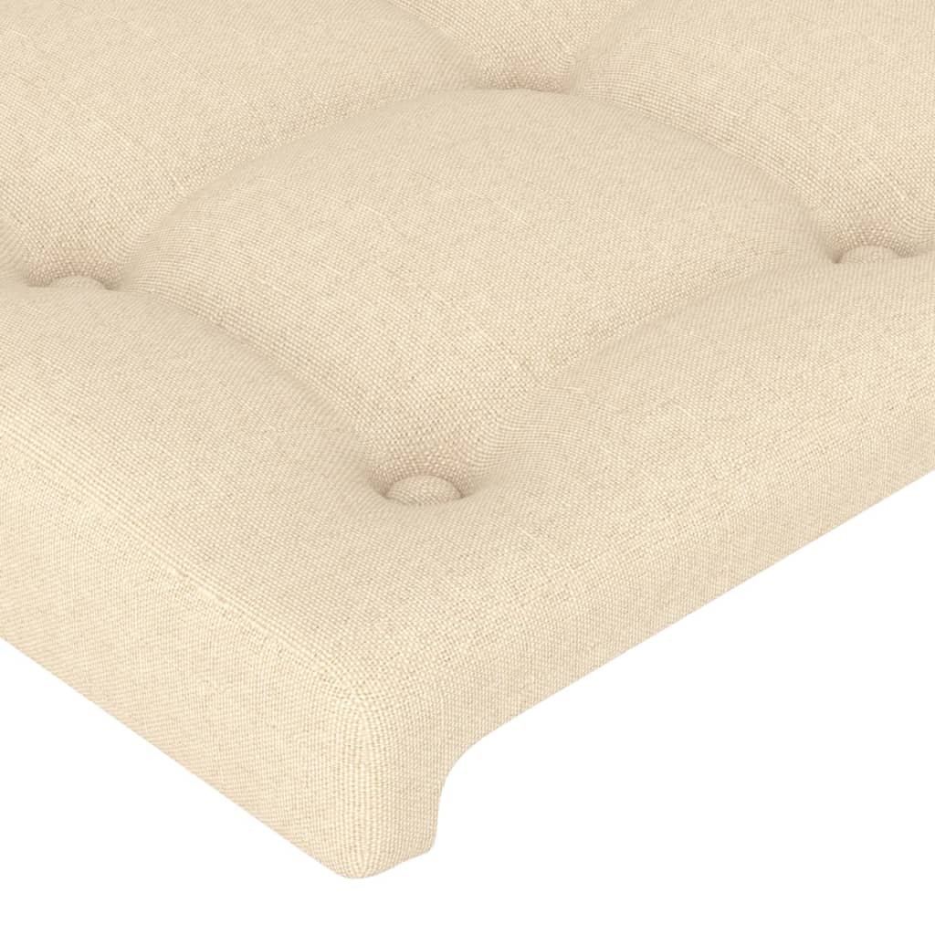 sengegavl med LED-lys 90x5x118/128 cm stof cremefarvet
