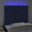 sengegavl med LED-lys 100x5x118/128 cm stof blå