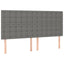 sengegavl med LED-lys 160x5x118/128 cm stof mørkegrå