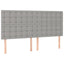 sengegavl med LED-lys 200x5x118/128 cm stof lysegrå