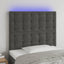 sengegavl med LED-lys 80x5x118/128 cm fløjl mørkegrå