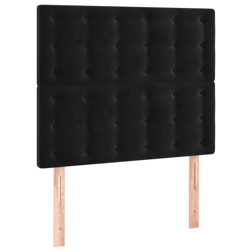 sengegavl med LED-lys 80x5x118/128 cm fløjl sort