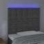 sengegavl med LED-lys 90x5x118/128 cm fløjl mørkegrå