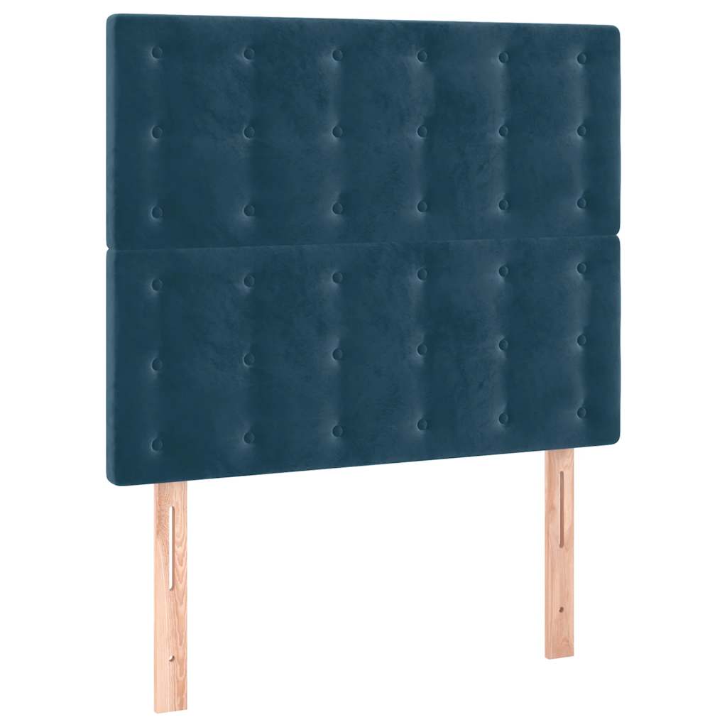 sengegavl med LED-lys 90x5x118/128 cm fløjl mørkeblå