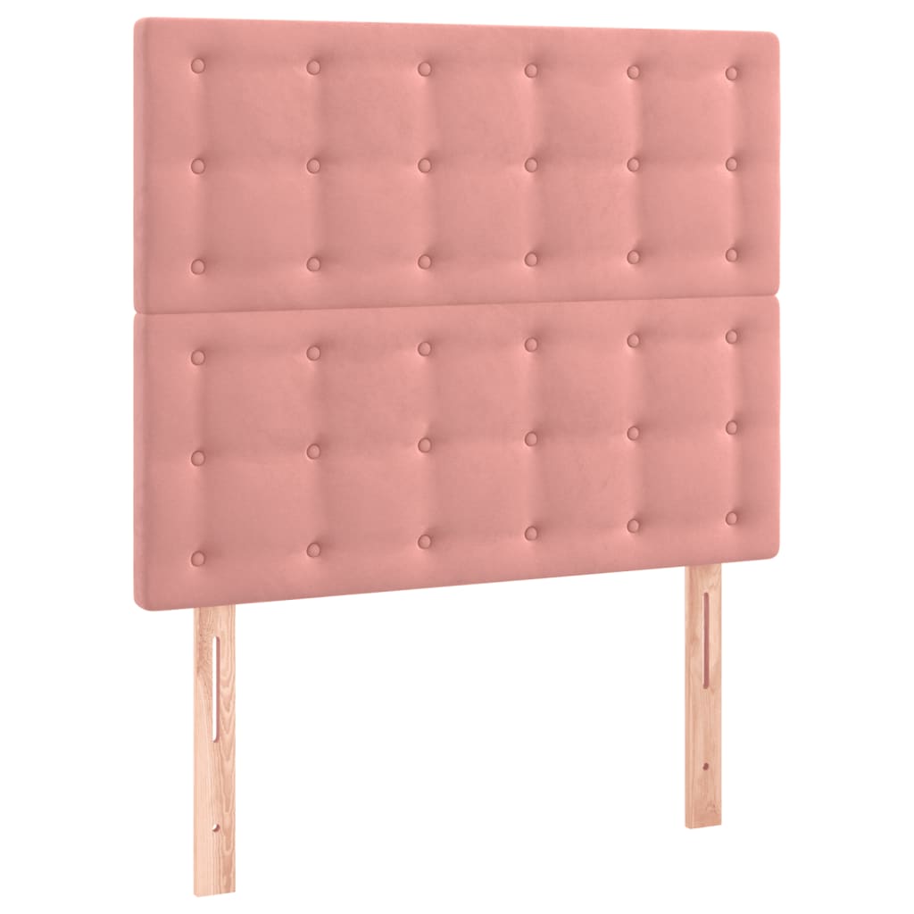 sengegavl med LED-lys 100x5x118/128 cm fløjl lyserød