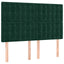 sengegavl med LED-lys 144x5x118/128 cm fløjl mørkegrøn