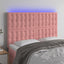 sengegavl med LED-lys 144x5x118/128 cm fløjl lyserød