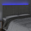 sengegavl med LED-lys 160x5x118/128 cm fløjl lysegrå