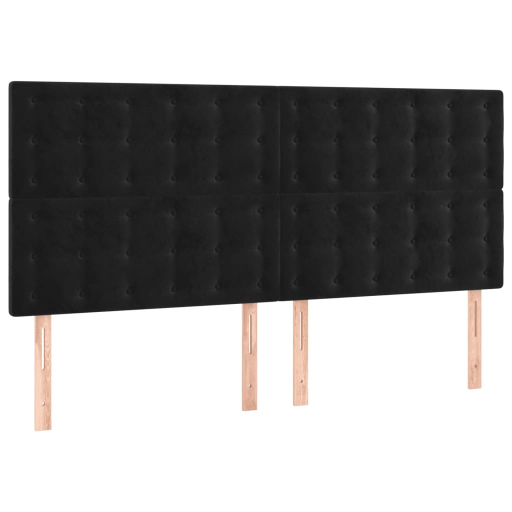 sengegavl med LED-lys 160x5x118/128 cm fløjl sort