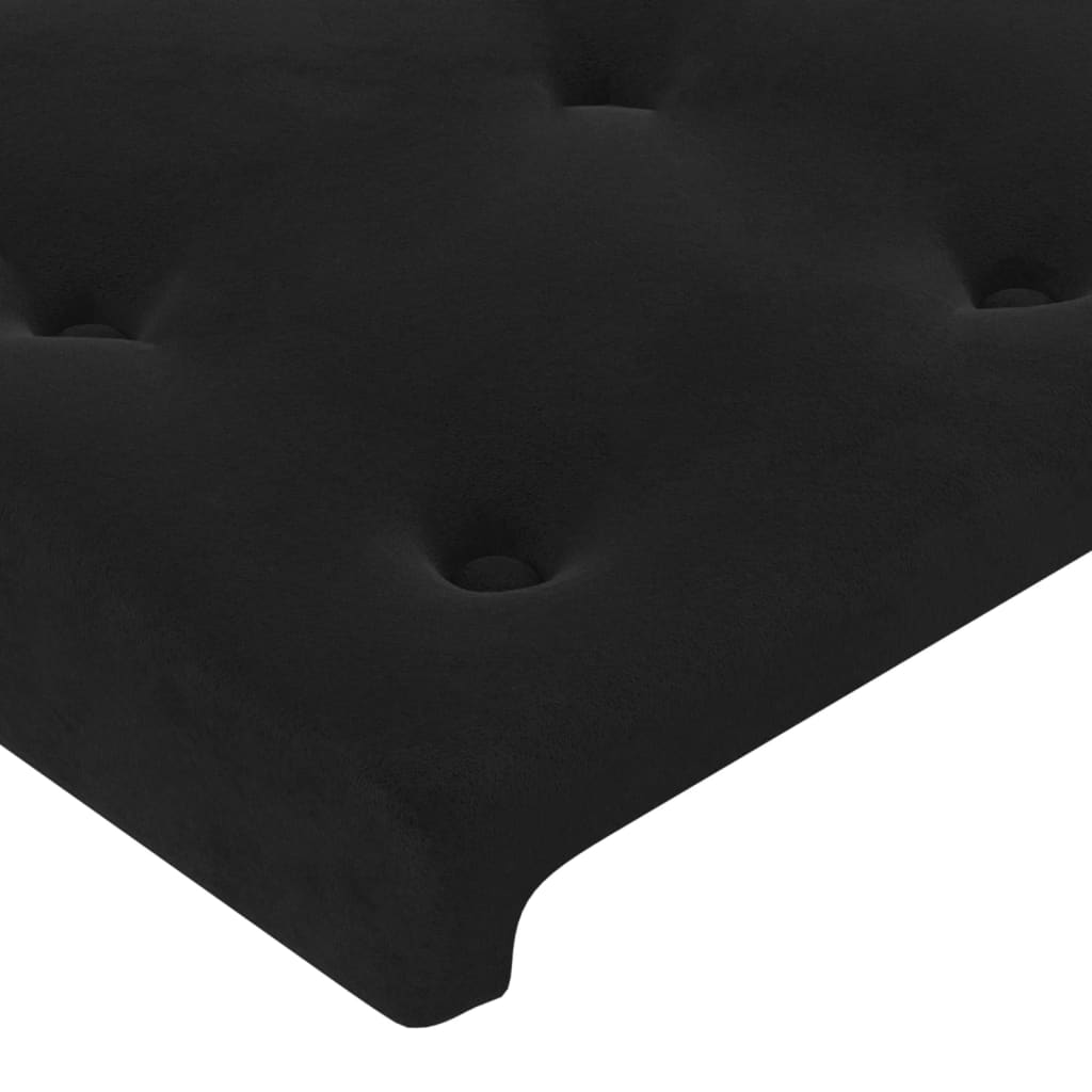 sengegavl med LED-lys 160x5x118/128 cm fløjl sort