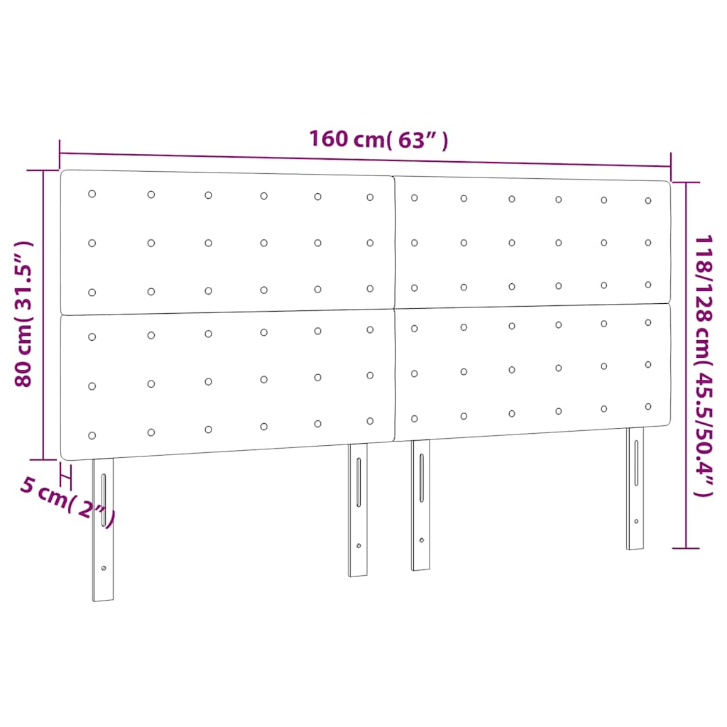 sengegavl med LED-lys 160x5x118/128 cm fløjl mørkegrøn