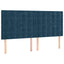 sengegavl med LED-lys 180x5x118/128 cm fløjl mørkeblå
