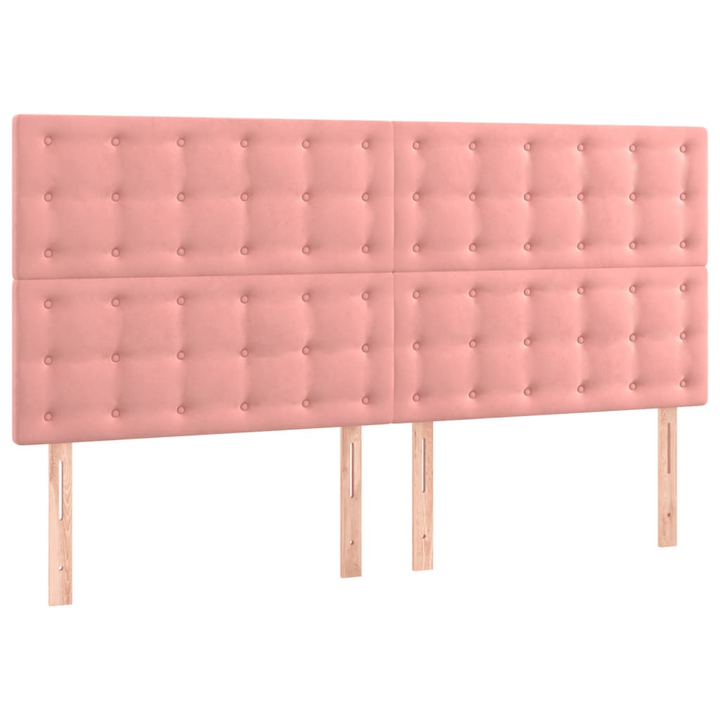 sengegavl med LED-lys 180x5x118/128 cm fløjl lyserød