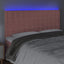 sengegavl med LED-lys 200x5x118/128 cm fløjl lyserød