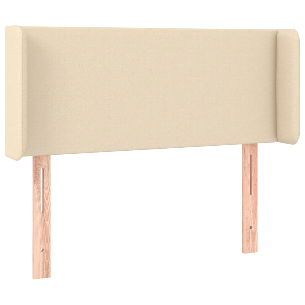 sengegavl med LED-lys 93x16x78/88 cm stof cremefarvet