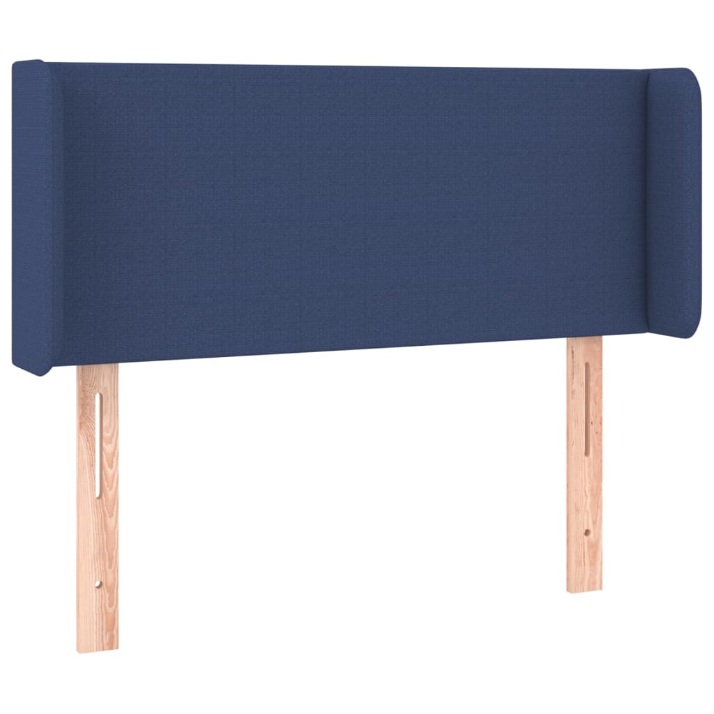 sengegavl med LED-lys 103x16x78/88 cm stof blå