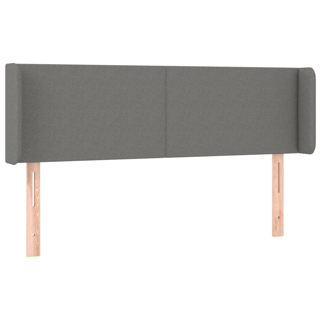 sengegavl med LED-lys 147x16x78/88 cm stof mørkegrå