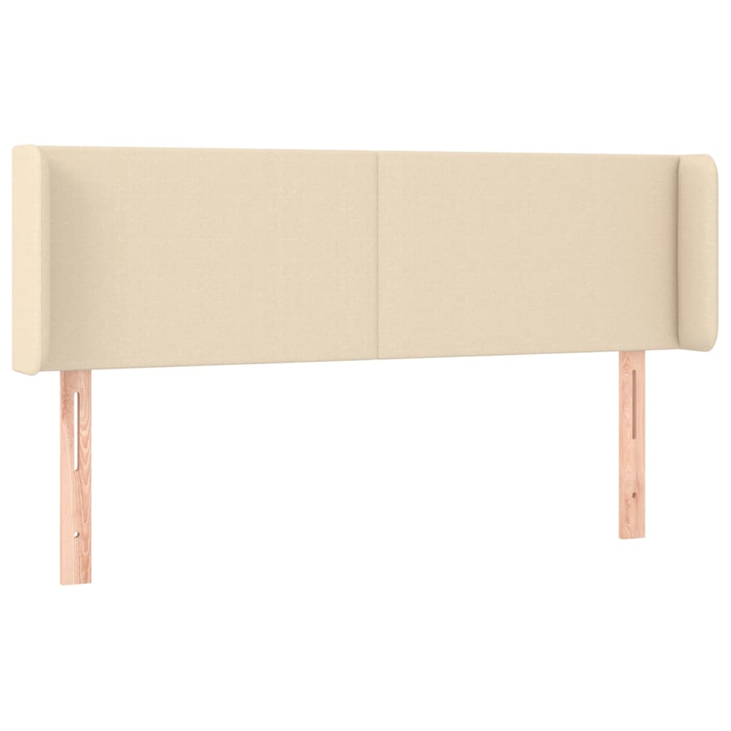 sengegavl med LED-lys 147x16x78/88 cm stof cremefarvet