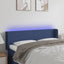 sengegavl med LED-lys 147x16x78/88 cm stof blå