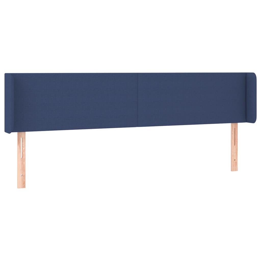 sengegavl med LED-lys 203x16x78/88 cm stof blå