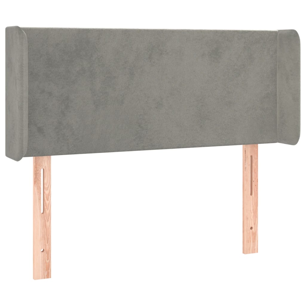 sengegavl med LED-lys 83x16x78/88 cm fløjl lysegrå