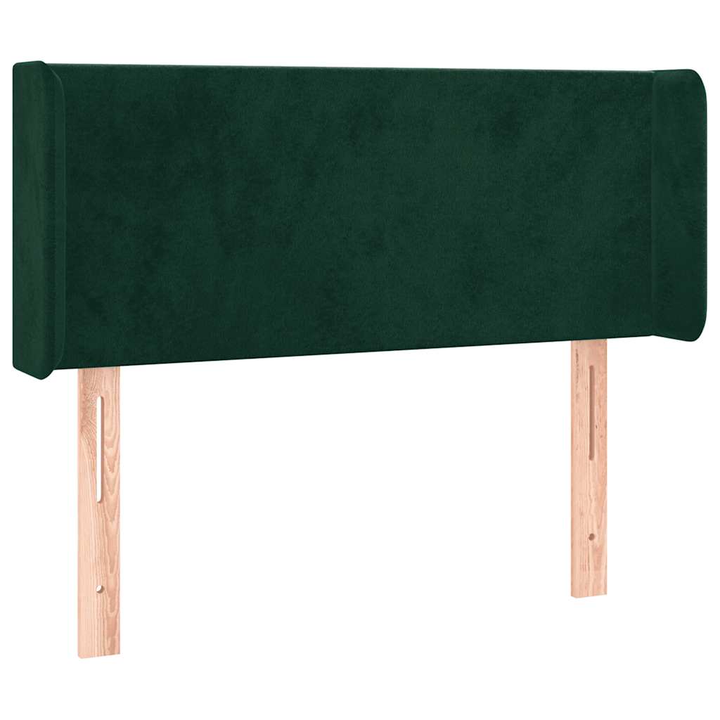 sengegavl med LED-lys 83x16x78/88 cm fløjl Mørkegrøn