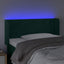 sengegavl med LED-lys 83x16x78/88 cm fløjl Mørkegrøn