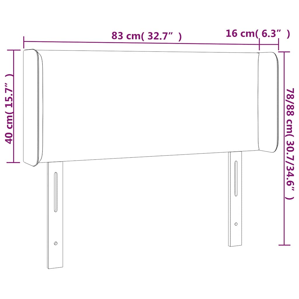 sengegavl med LED-lys 83x16x78/88 cm fløjl Mørkegrøn