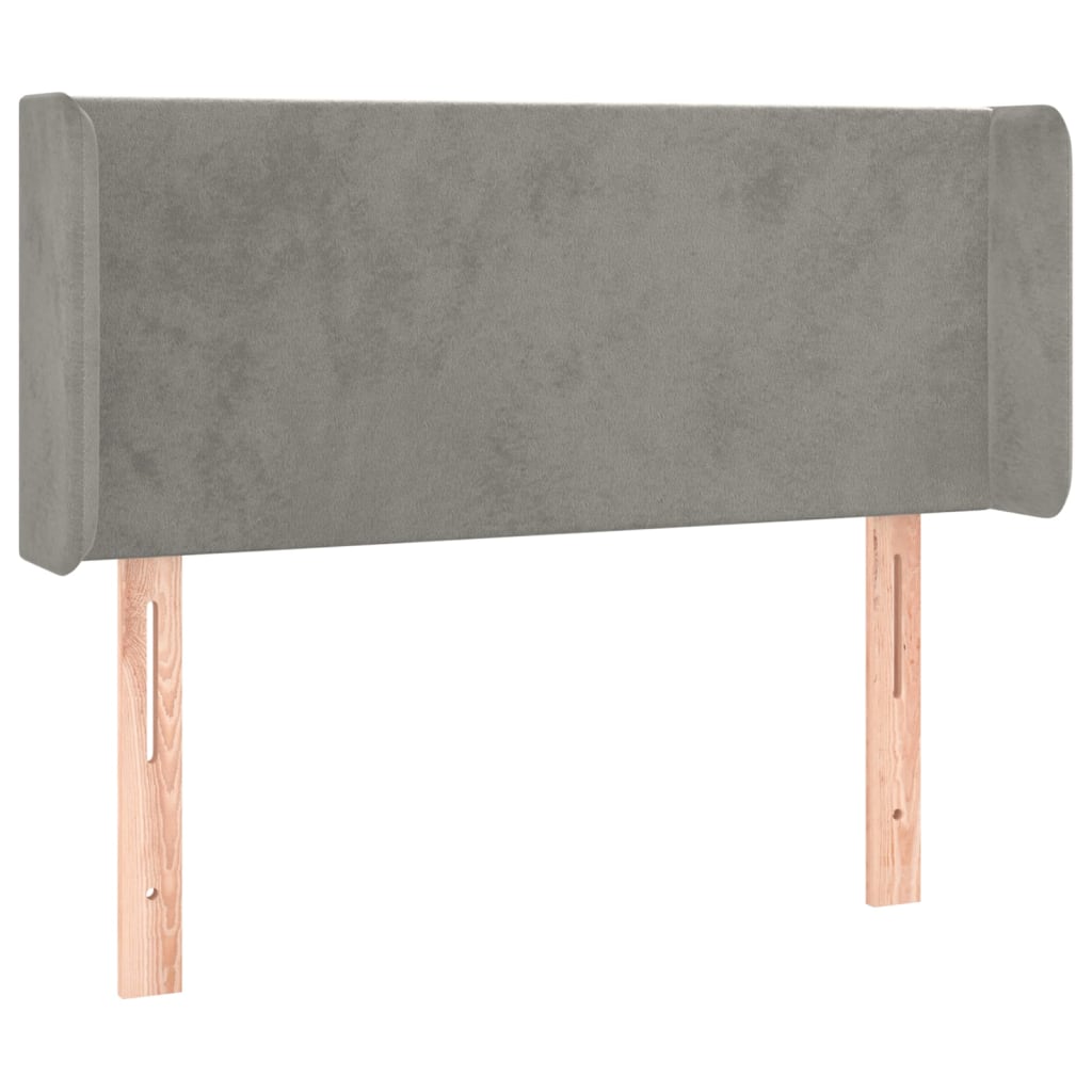 sengegavl med LED-lys 93x16x78/88 cm fløjl lysegrå