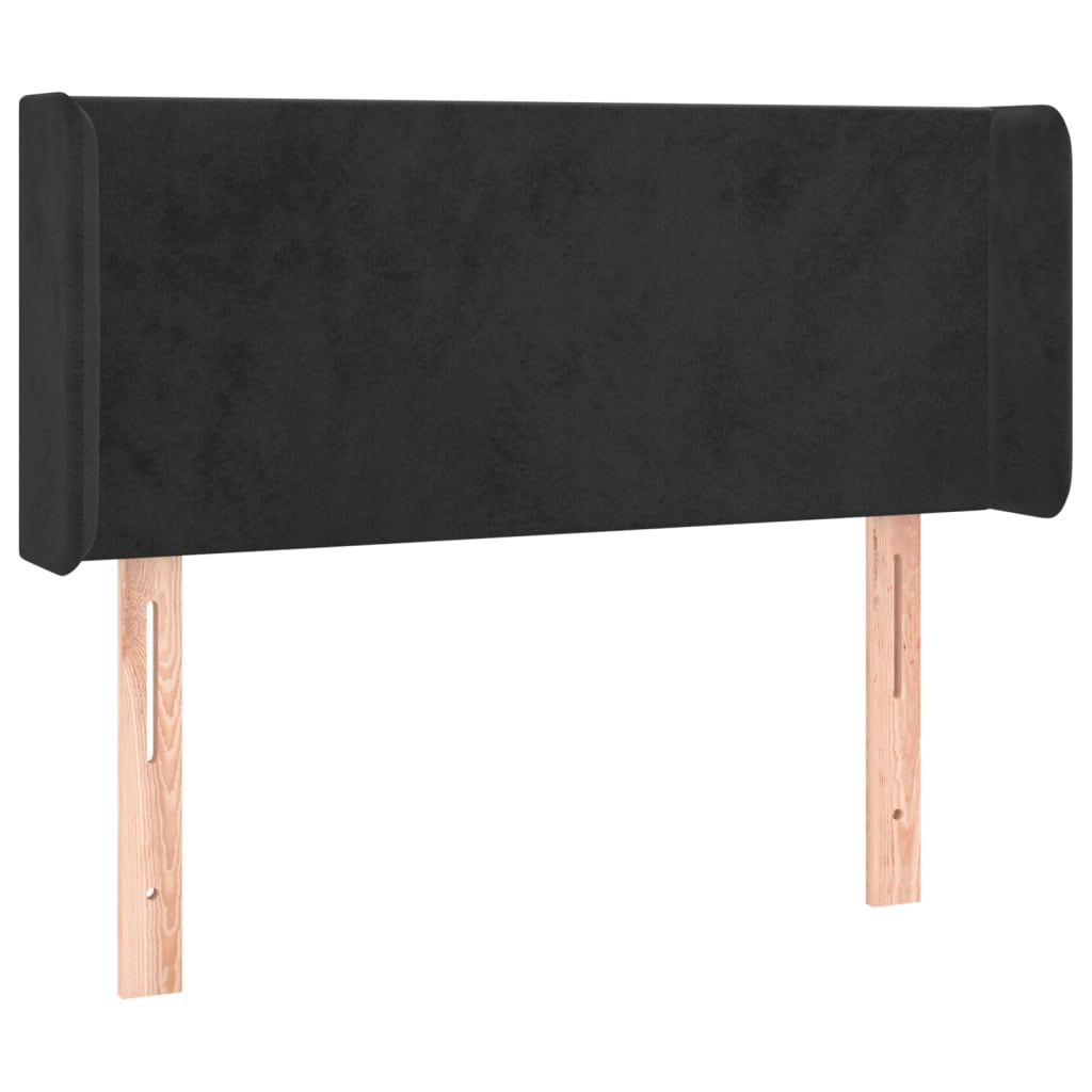sengegavl med LED-lys 103x16x78/88 cm fløjl sort
