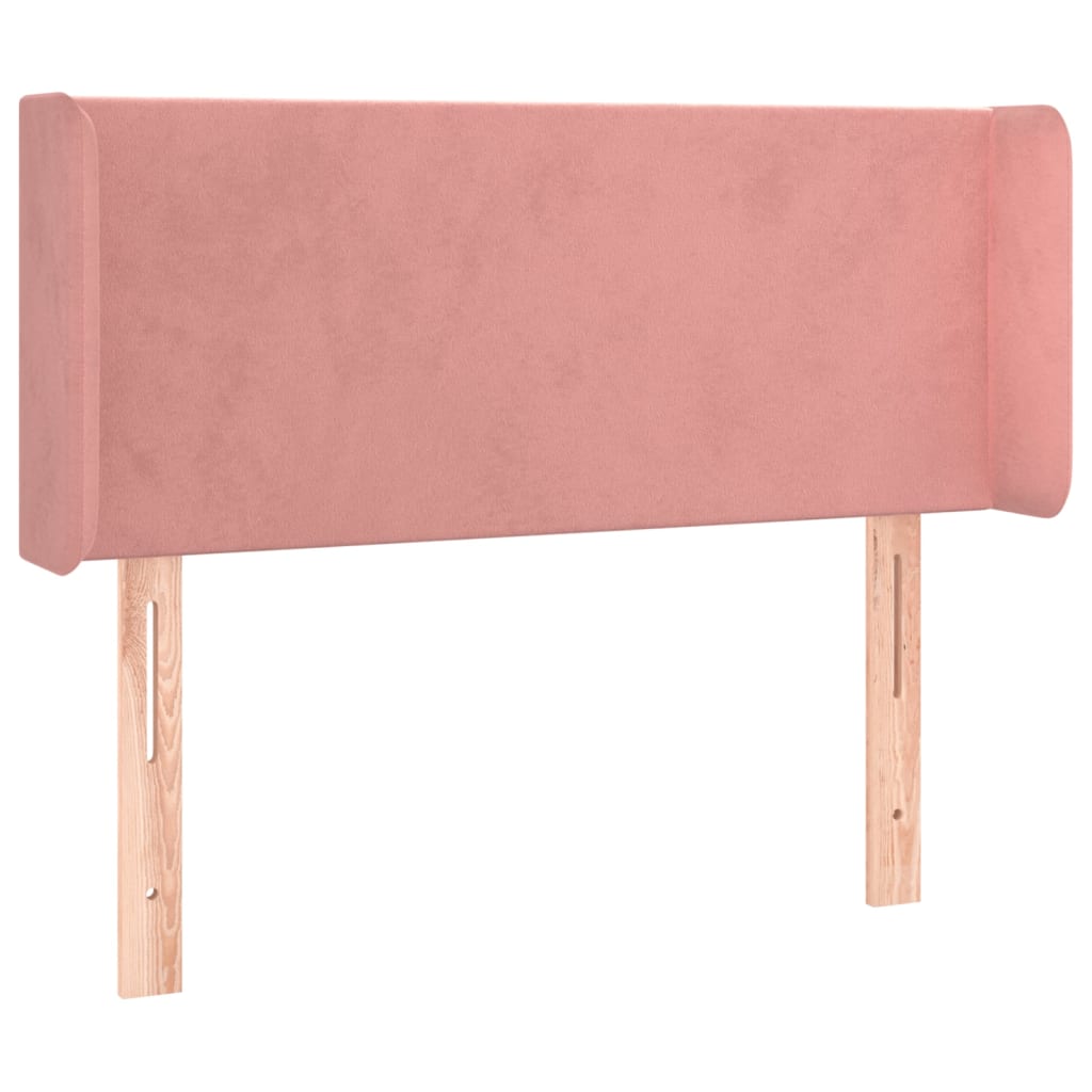 sengegavl med LED-lys 103x16x78/88 cm fløjl lyserød