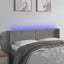 sengegavl med LED-lys 147x16x78/88 cm fløjl lysegrå