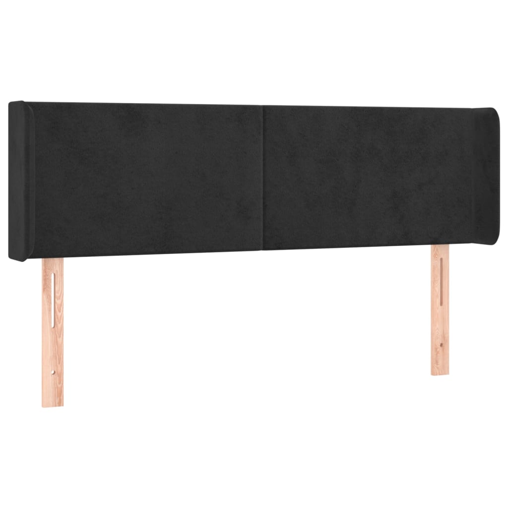 sengegavl med LED-lys 147x16x78/88 cm fløjl sort