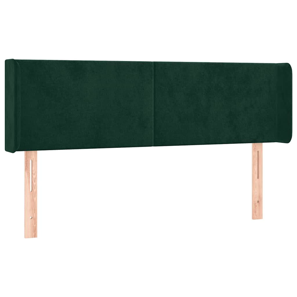 sengegavl med LED-lys 147x16x78/88 cm fløjl mørkegrøn