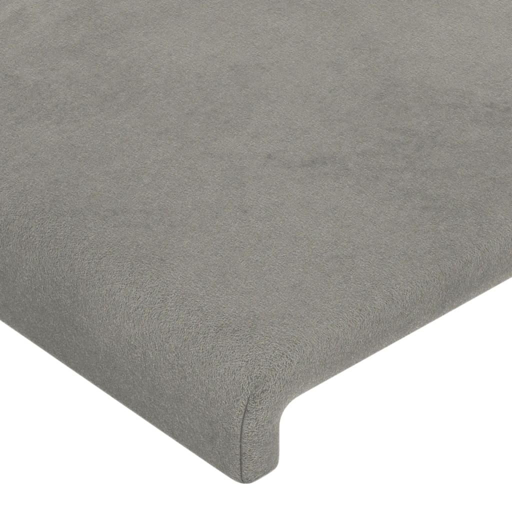 sengegavl med LED-lys 163x16x78/88 cm fløjl lysegrå