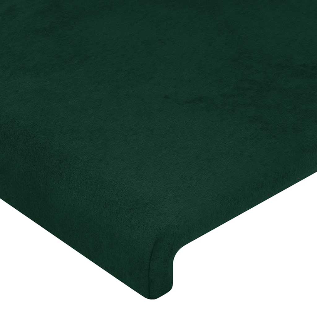 sengegavl med LED-lys 163x16x78/88 cm fløjl mørkegrøn
