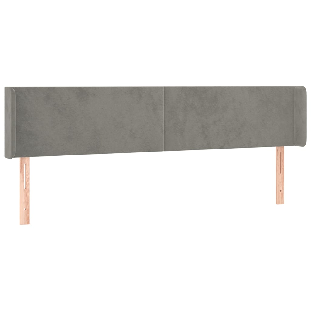 sengegavl med LED-lys 183x16x78/88 cm fløjl lysegrå