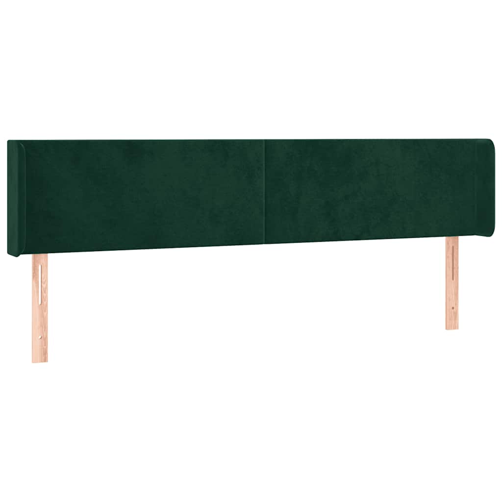 sengegavl med LED-lys 183x16x78/88 cm fløjl mørkegrøn
