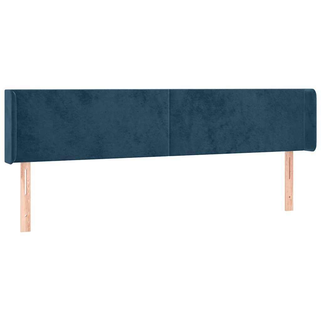 sengegavl med LED-lys 183x16x78/88 cm fløjl mørkeblå