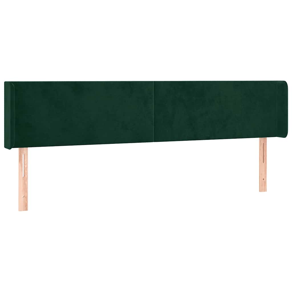 sengegavl med LED-lys 203x16x78/88 cm fløjl mørkegrøn