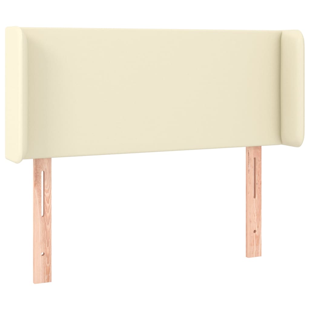 sengegavl med LED-lys 83x16x78/88 cm kunstlæder cremefarvet