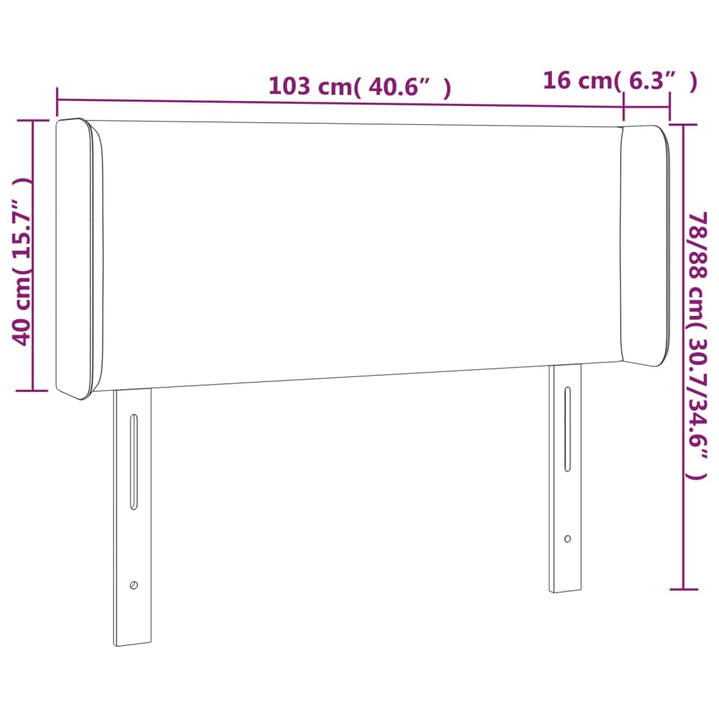 sengegavl med LED-lys 103x16x78/88 cm kunstlæder sort
