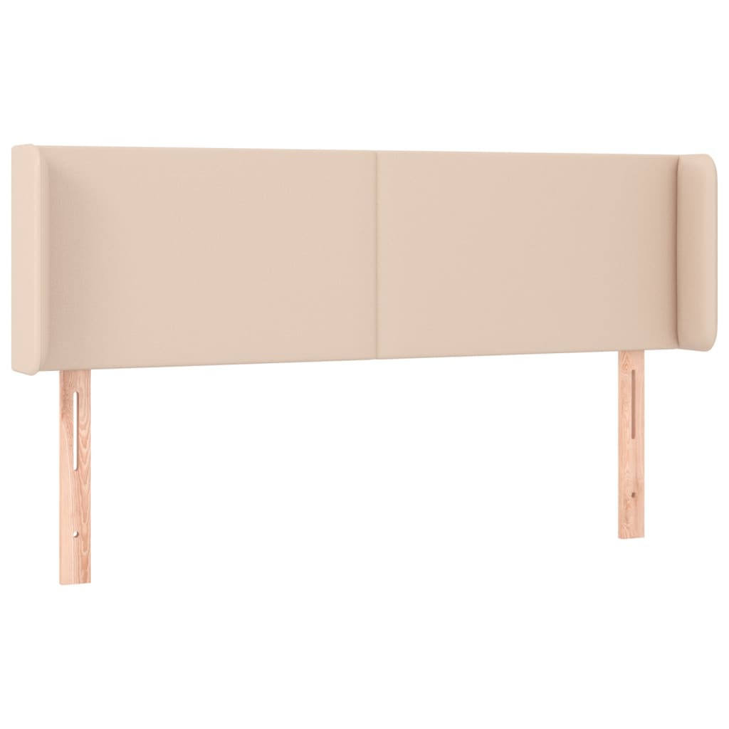 sengegavl med LED-lys 147x16x78/88cm kunstlæder cappuccino
