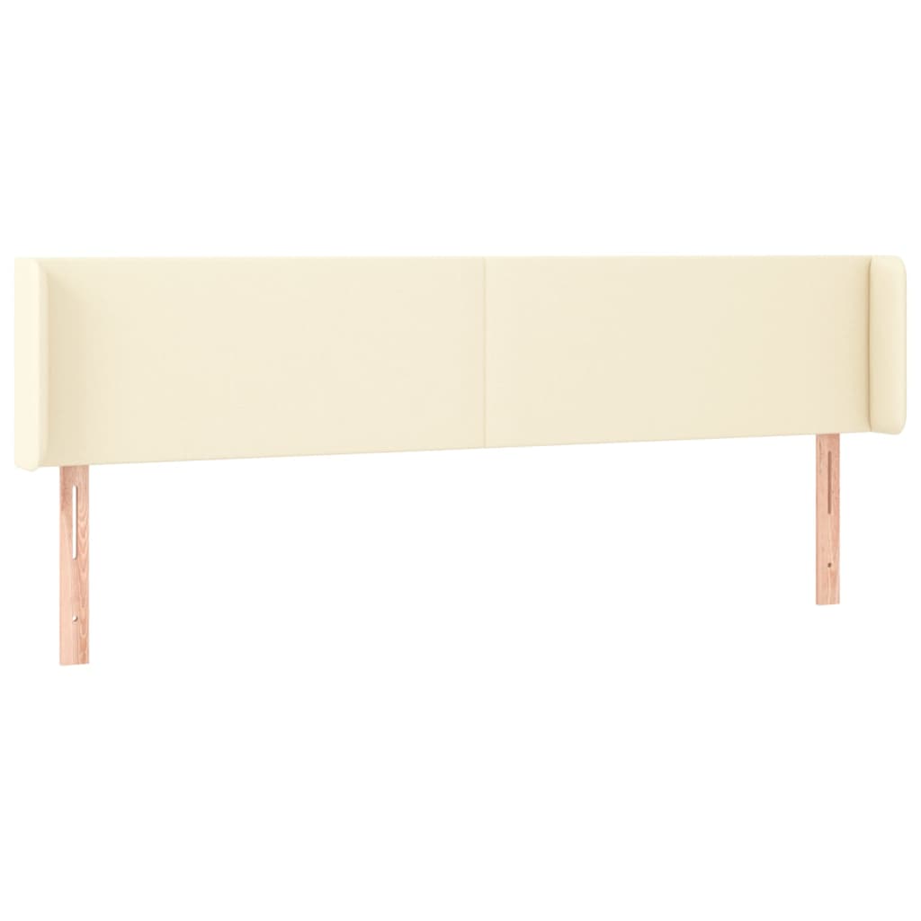 sengegavl med LED-lys 163x16x78/88 cm kunstlæder cremefarvet